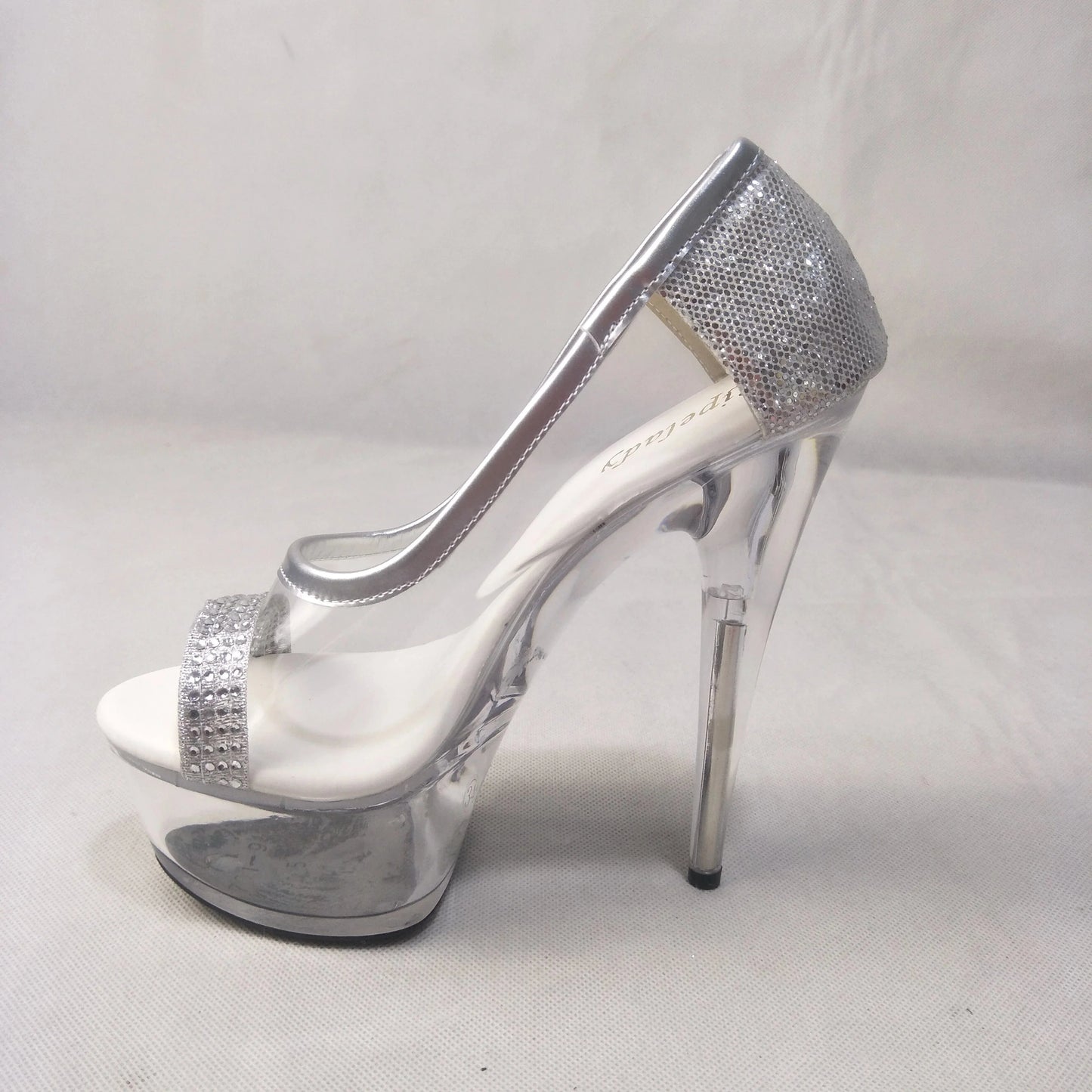10 / silver 6 inches high with business attire single shoes suit with 15 cm higher girls shoe buckle belt round head Shiny gold shoes