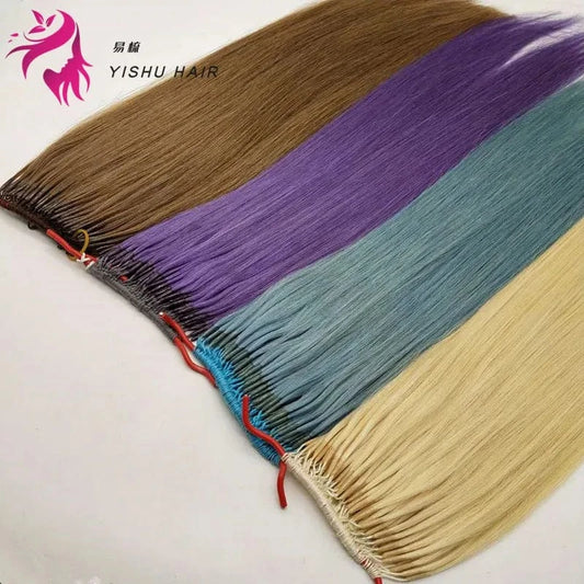 100% raw virgin remy hair with full cuticle aligned double I-tip hair extensions human hot sell in korea