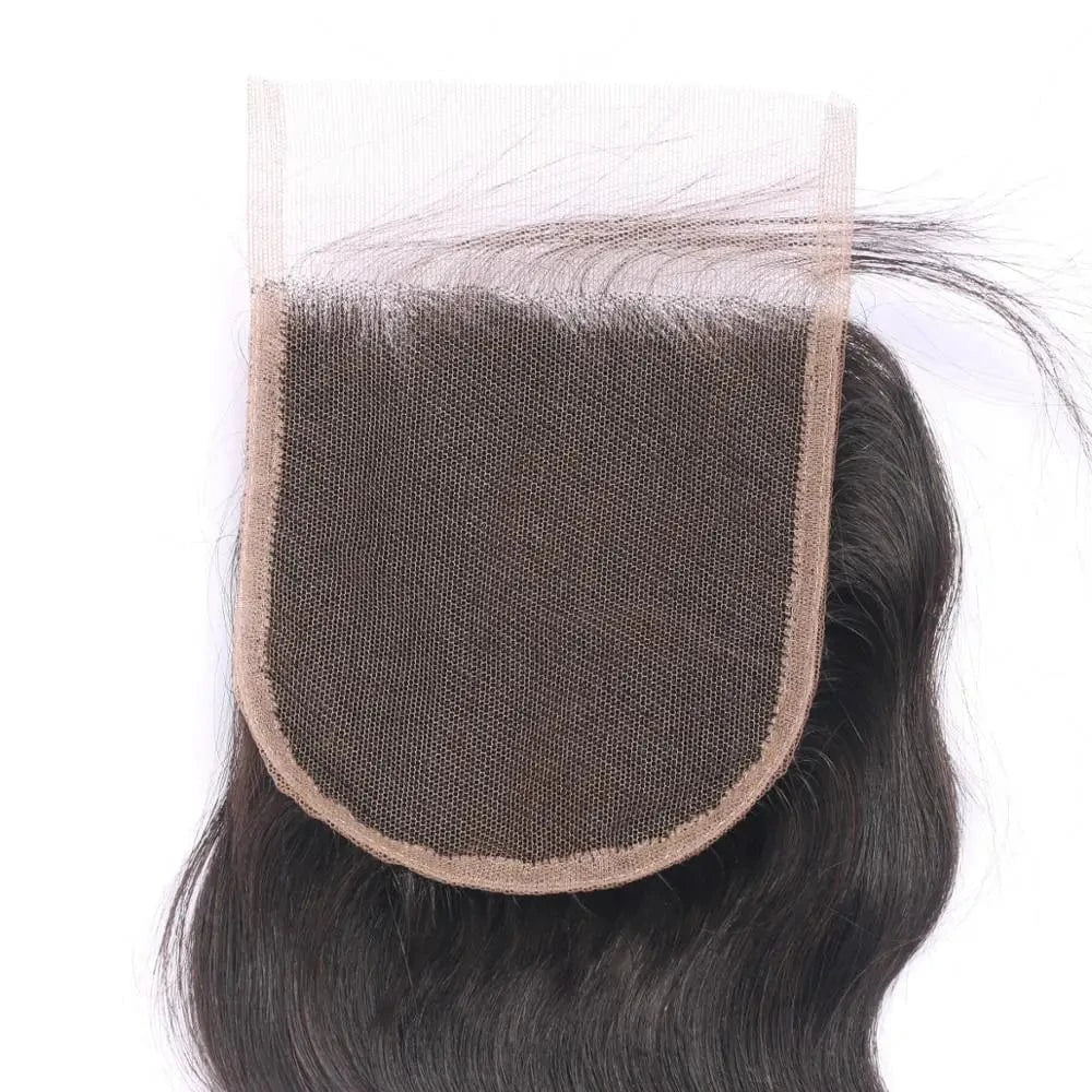 100% Unprocessed virgin human hair 3 body wave with closure double machine weft