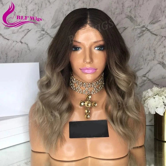 100% Unprocessed Virgin Malaysian Human Hair Wig Gray Hair Full Lace Wig with Dark Roots