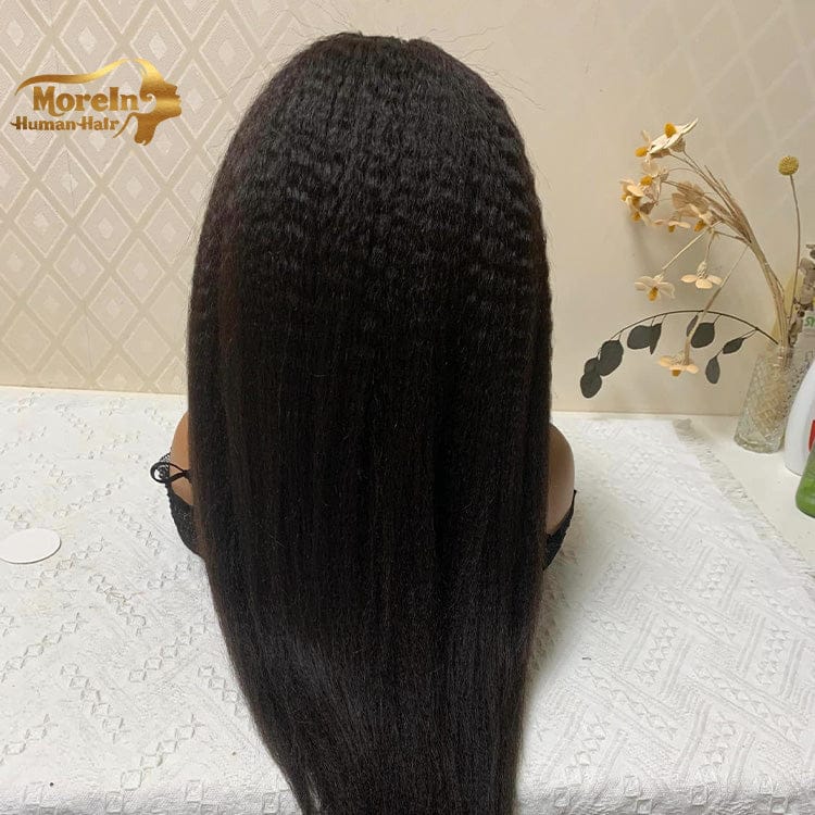 100% virgin hair pre plucked peruvian raw Brazilian 16-28 inch unprocessed yaki front human hair kinky straight lace wig
