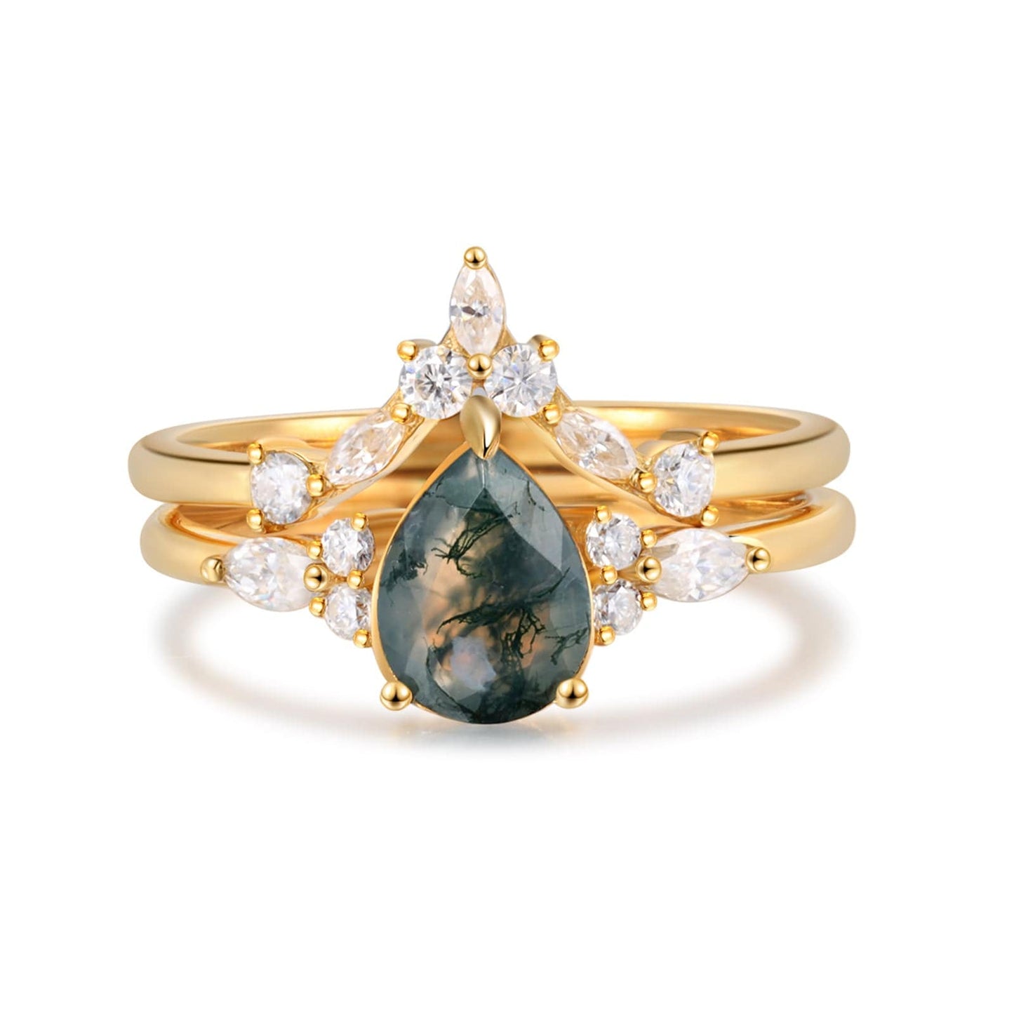 11 / 925 Silver / Moss Agate Best Selling Wedding Ring for Women Engagement Gift Fine Jewelry Rings 18K Gold