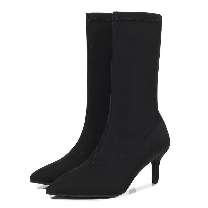 11 / black JANHE bottes femme botas de mujer Candy Color Pointed stiletto High Heel ankle boots ladies shoes suede women's boot