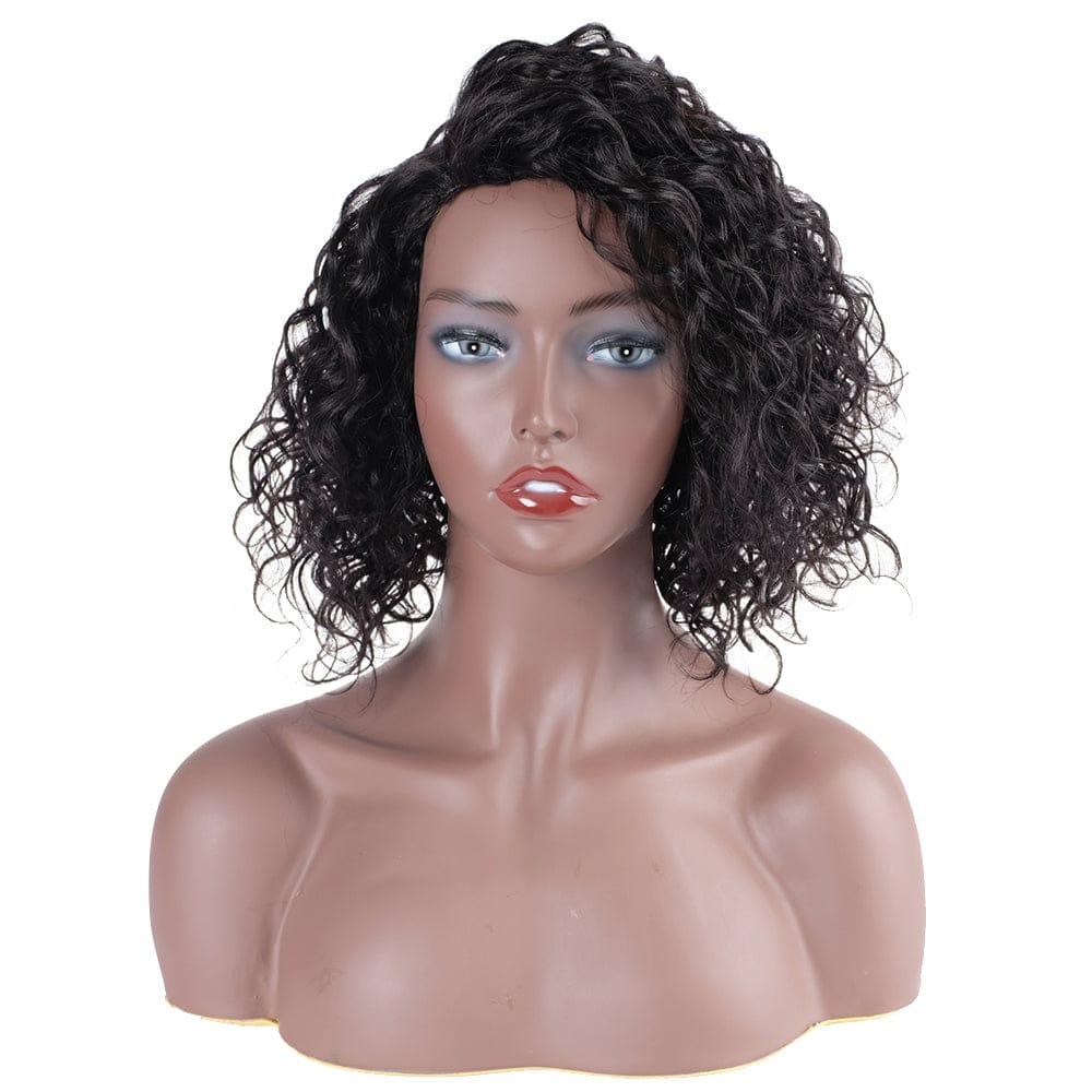 11 INCHES / 1B sleek Top Selling wholesale good quality Brazilian Remy Short deep wave U Part Lace Wig All Color With Baby Hair Human Hair Wigs