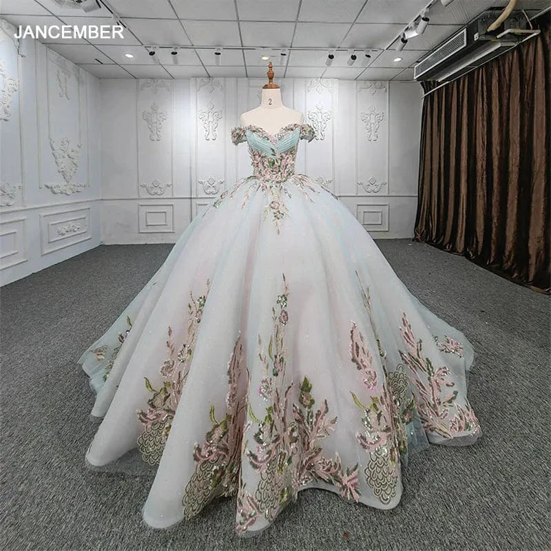 12 / 1 Elegant Flower Off Shoulder Evening Sweetheart Party Gowns Dresses Jancember 9964-1