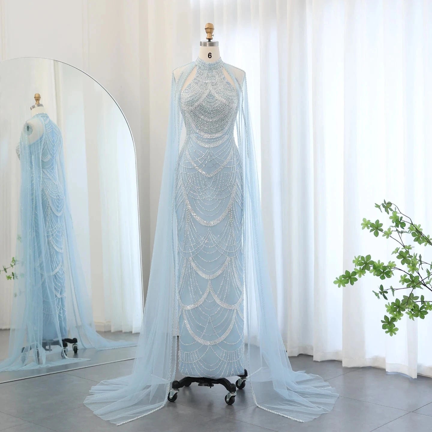 12 / 3 Luxury Dubai Mermaid Green Evening Dresses With Gloves 2024 Elegant Saudi Arabia Women Wedding Party Gowns Sz209