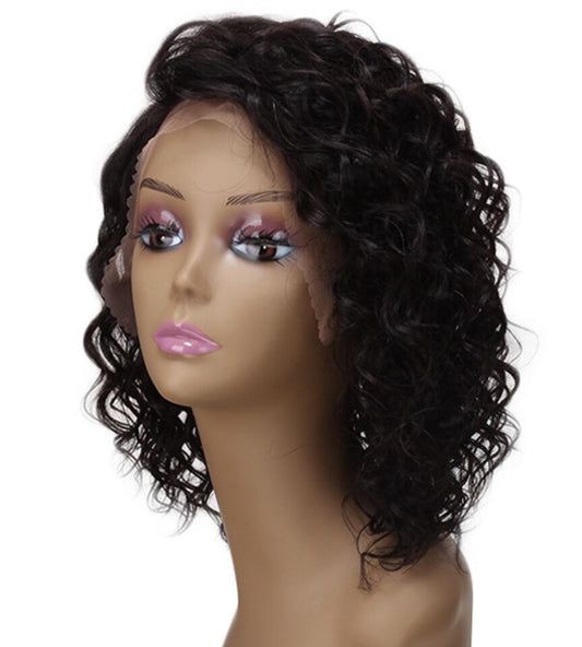 12 Inches / 1B sleek high quality wholesale hot selling luxury Brazilian Remy water wave HD U Part Lace Front Wigs human hair wig for women