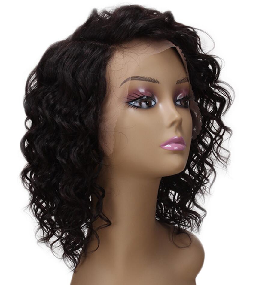 12 Inches / 1B sleek high quality wholesale hot selling luxury Brazilian Remy water wave HD U Part Lace Front Wigs human hair wig for women