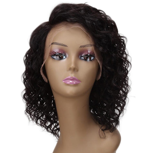 12 Inches / 1B sleek high quality wholesale hot selling luxury Brazilian Remy water wave HD U Part Lace Front Wigs human hair wig for women