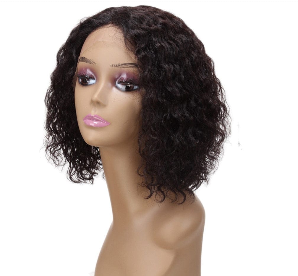 12 Inches / 1B sleek quality wholesale manufacturer hot selling for women luxury Brazilian Remy Water Wave Lace part  Front Wig human hair wigs