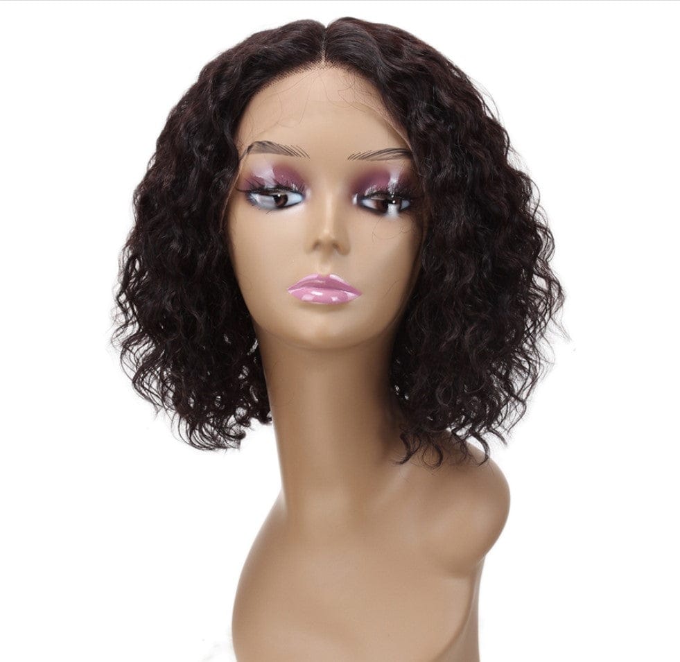 12 Inches / 1B sleek quality wholesale manufacturer hot selling for women luxury Brazilian Remy Water Wave Lace part  Front Wig human hair wigs