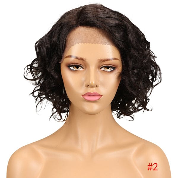 12 Inches / 2 Human hair lace short bob deep curly hd frontal deep wave 100% fringe short brazilian peruvian wigs lace front virgin human hair