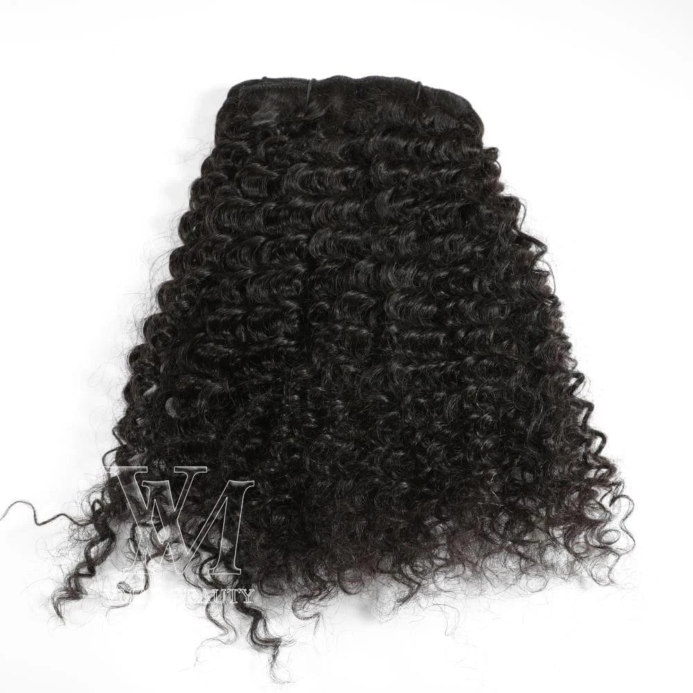 12 Inches / 3B 100g Vmae Virgin Mongolian 100g 120g 140g Natural Black Clip Ins 4A 4B 4C Afro Kinky Curly Clip In Hair Extensions for Black Women