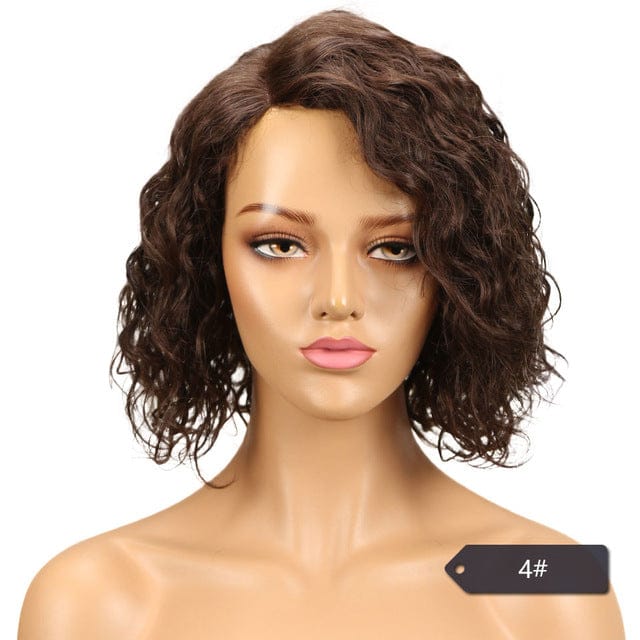 12 Inches / 4 Hot Selling Brazilian Virgin Remy Short Afro Kinky T Part Lace Wig 100% Human Hair Wigs With Baby Hair How Shine Hair Wig