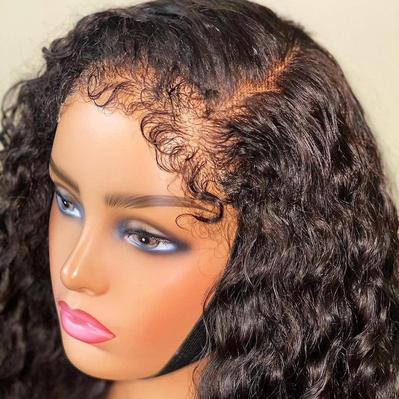 12 Inches / 4x4 lace closure wig New Launched Type 4 Hairline HD Lace Front Wigs Afro Kinky Curly Baby Hair Frontal Human Hair Water Wave Wigs with Curly Edges