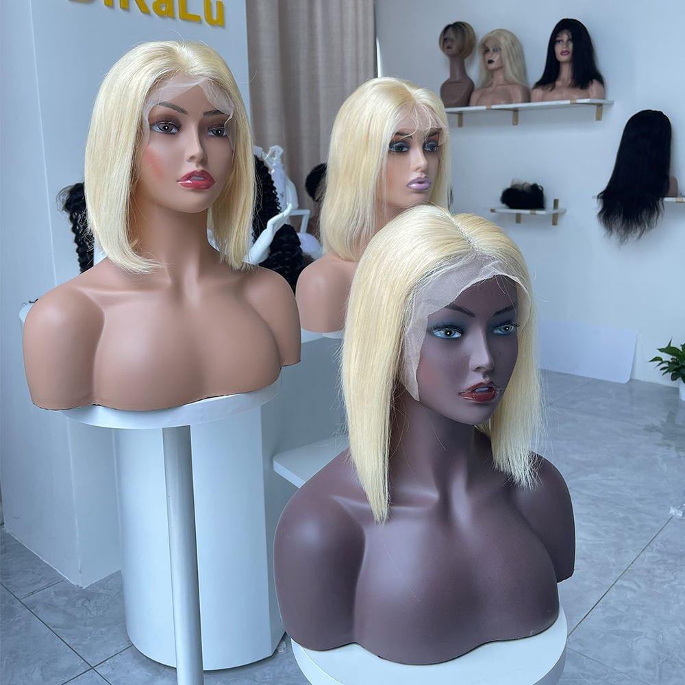 12 Inches / 613 BOB 613 Blonde HD Full Lace Wigs Raw Virgin Human Hair Lace Front Wig for Black Women Peruvian 360 Lace Closure Frontal Wig