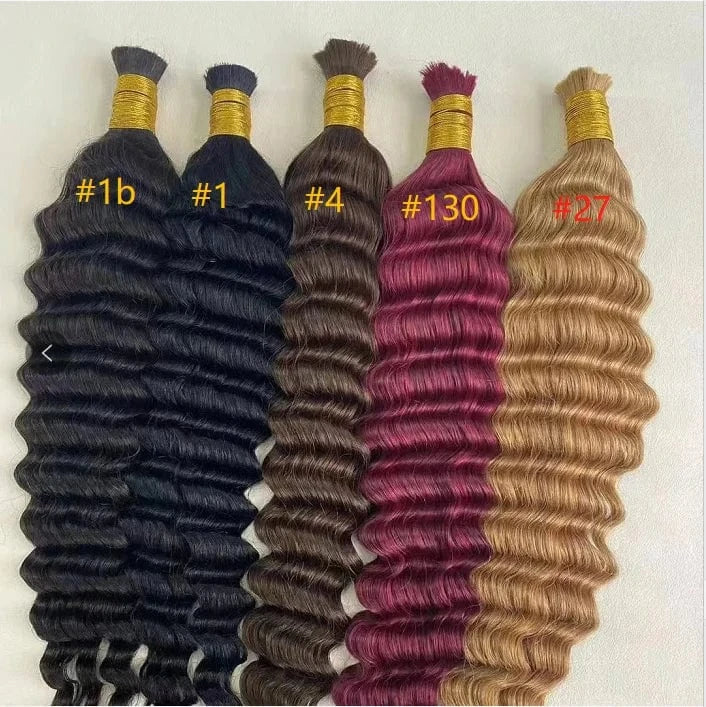 12 Inches / any color High quality raw extensions human braiding hair bulk no weft deep wave virgin hair