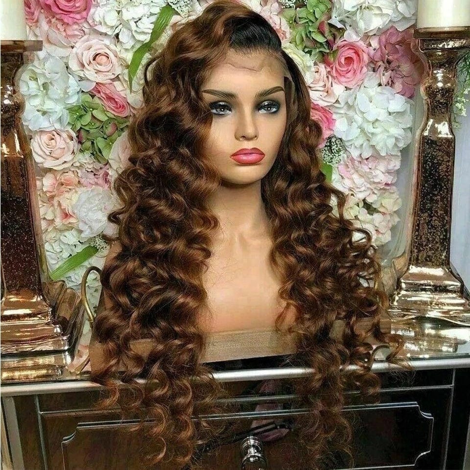 12 Inches / Brown New Arrival 12A Raw Cambodian Burmese Perruques Deep Curly 13x4 Lace Front Human Hair Wigs Ombre Dark Brown Human Hair Best Wig
