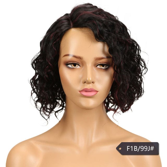 12 Inches / F1B-99J Hot Selling Brazilian Virgin Remy Short Afro Kinky T Part Lace Wig 100% Human Hair Wigs With Baby Hair How Shine Hair Wig