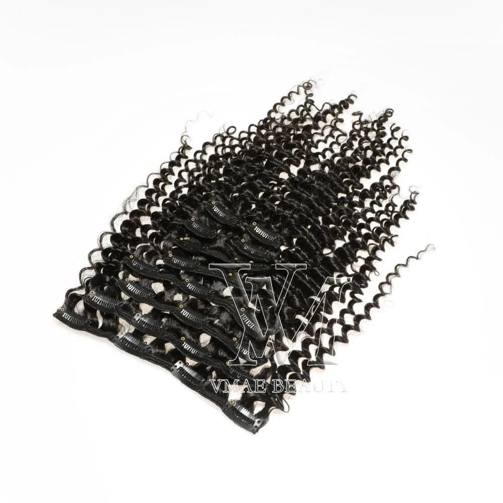 12 Inches / Kinky Curly Vmae Factory Price 10 inch to 32 inch Natural Color 3A 3B 3C Kinky Curly Clip In Hair Pieces Human Remy Hair Extensions