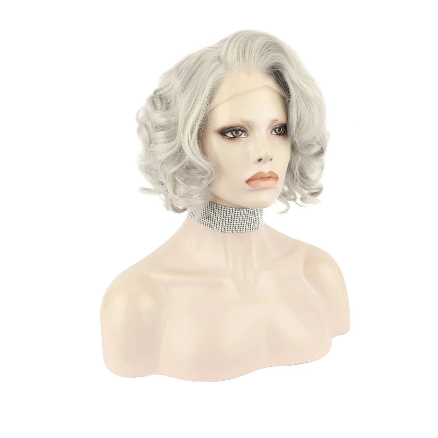 12 Inches / N24-T4503/1001-GL Celebrity 12inch Short style Grey T4503/1001 color synthetic hair wigs Matte Heat Resistant Fiber Same Human Hair Lace Front Wig