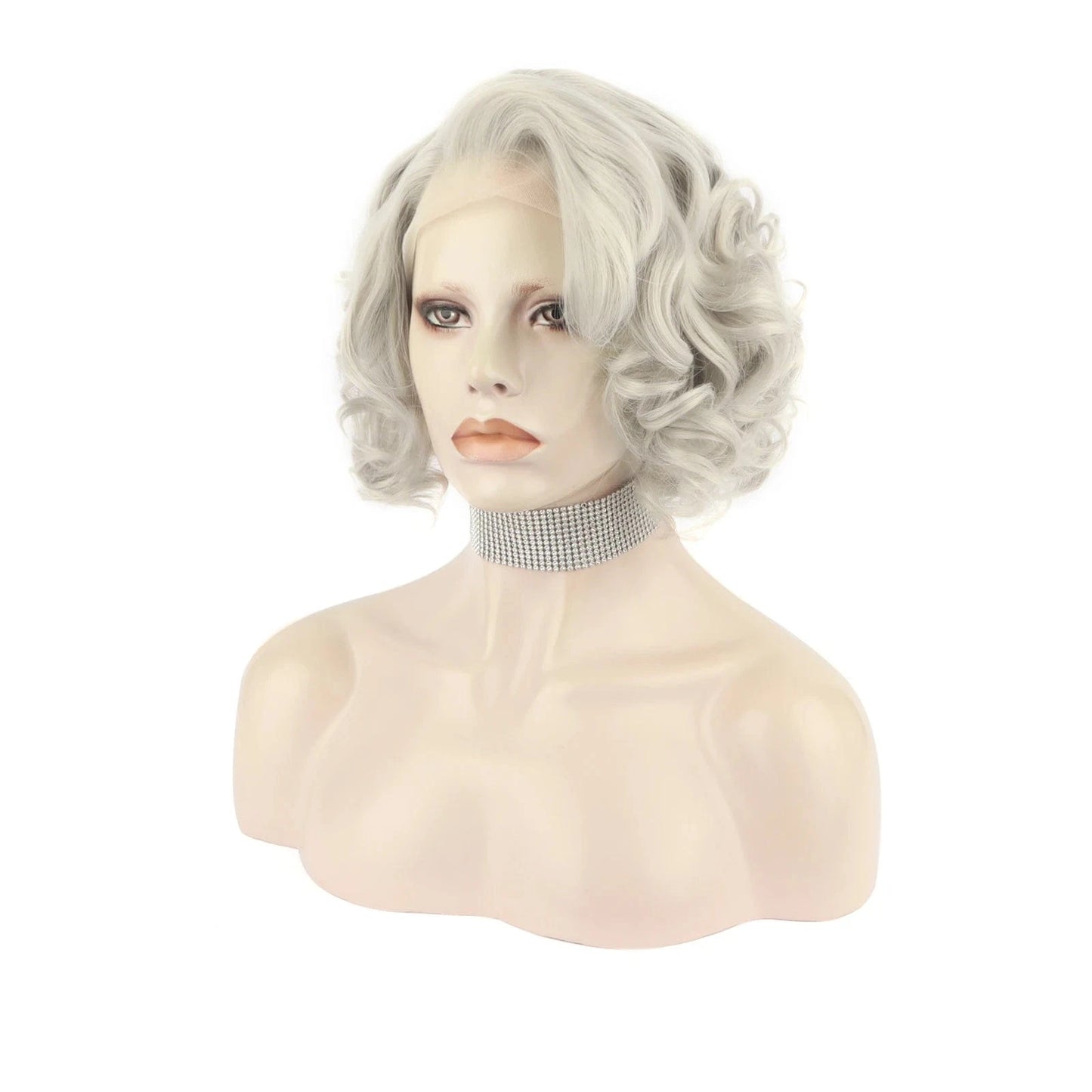 12 Inches / N24-T4503/1001-GL Celebrity 12inch Short style Grey T4503/1001 color synthetic hair wigs Matte Heat Resistant Fiber Same Human Hair Lace Front Wig