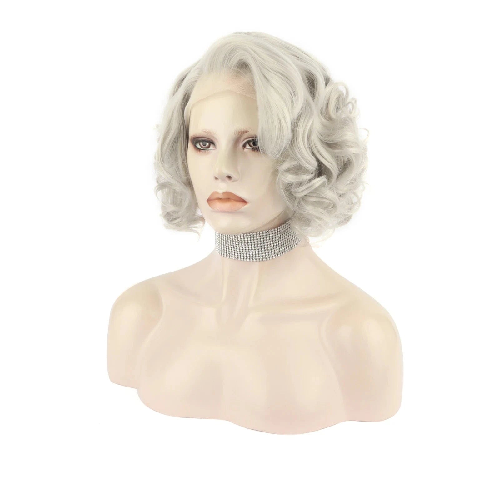 12 Inches / N24-T4503/1001-GL Celebrity 12inch Short style Grey T4503/1001 color synthetic hair wigs Matte Heat Resistant Fiber Same Human Hair Lace Front Wig