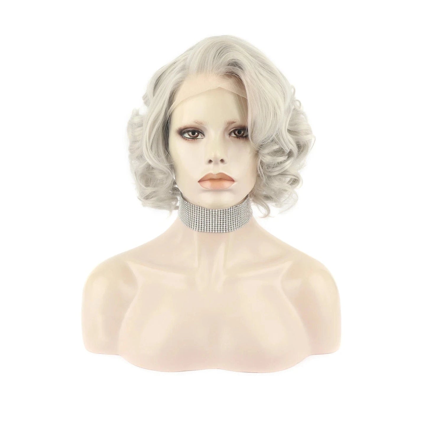 12 Inches / N24-T4503/1001-GL Celebrity 12inch Short style Grey T4503/1001 color synthetic hair wigs Matte Heat Resistant Fiber Same Human Hair Lace Front Wig
