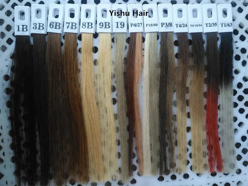 12 Inches / P#19/60 Beautiful colour blue/red/purple/pink/grey colour silk soft and straight one cotton thread  two I tip hair extensions in korea