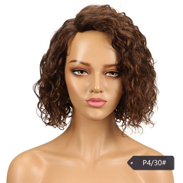 12 Inches / P4-30 Hot Selling Brazilian Virgin Remy Short Afro Kinky T Part Lace Wig 100% Human Hair Wigs With Baby Hair How Shine Hair Wig