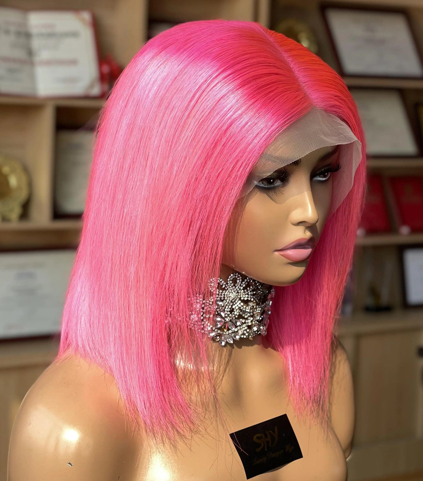 12 Inches / Pink 2022 Bob Cut Wigs Human Hair Wig Bone Straight Cut