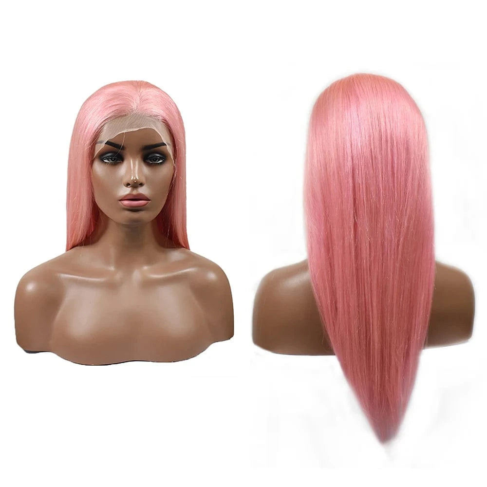12 Inches / pink color 2023 The top quality pink  colored human hair lace wigs