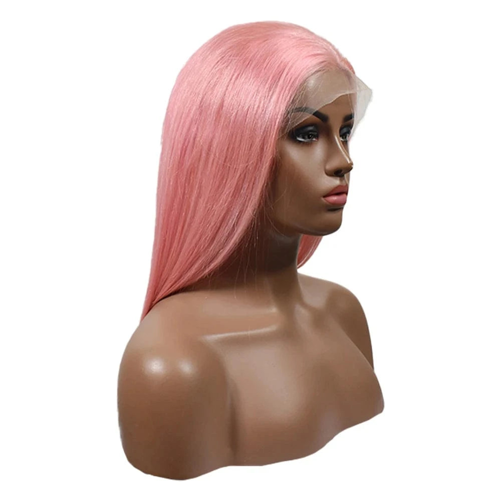 12 Inches / pink color 2023 The top quality pink  colored human hair lace wigs