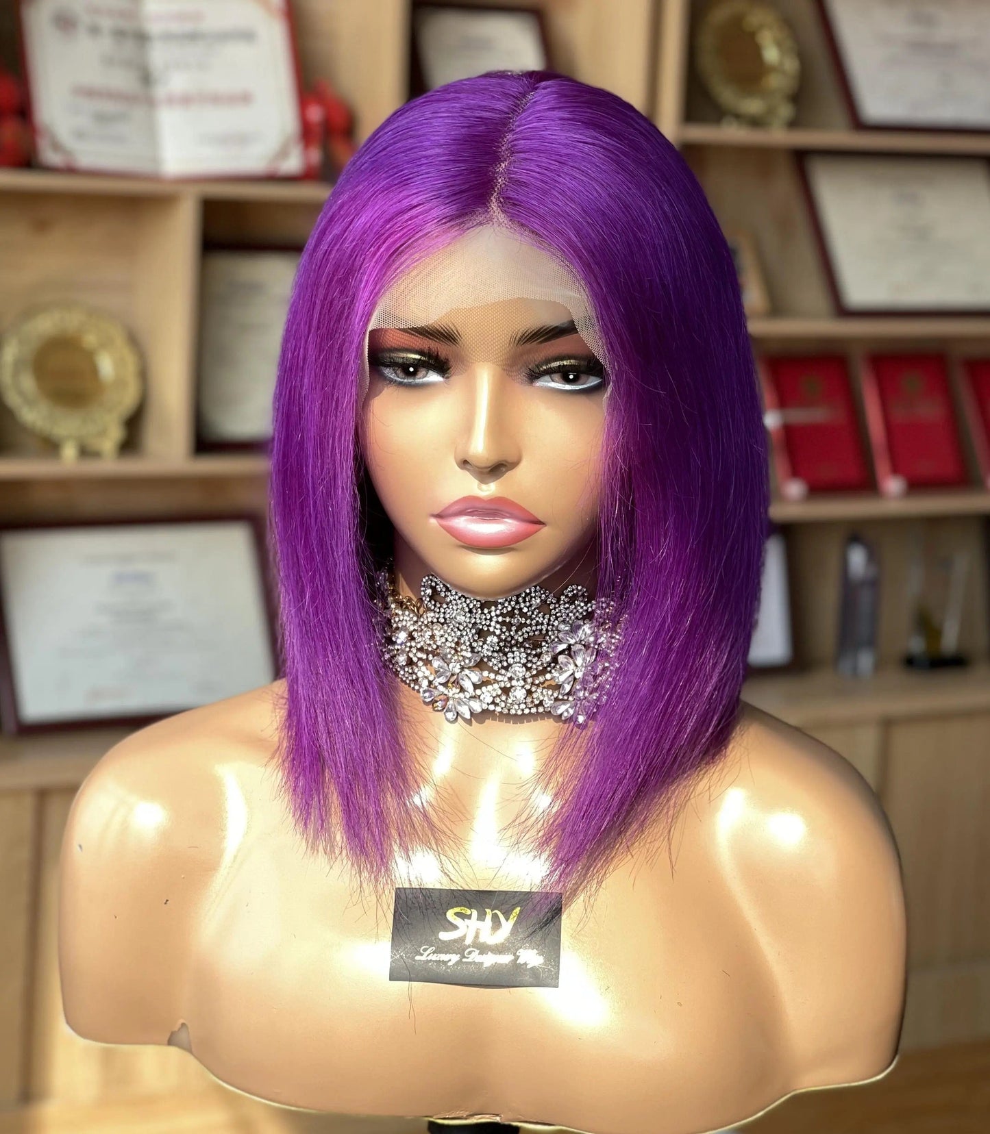 12 Inches / Purple 2022 Bob Cut Wigs Human Hair Wig Bone Straight Cut