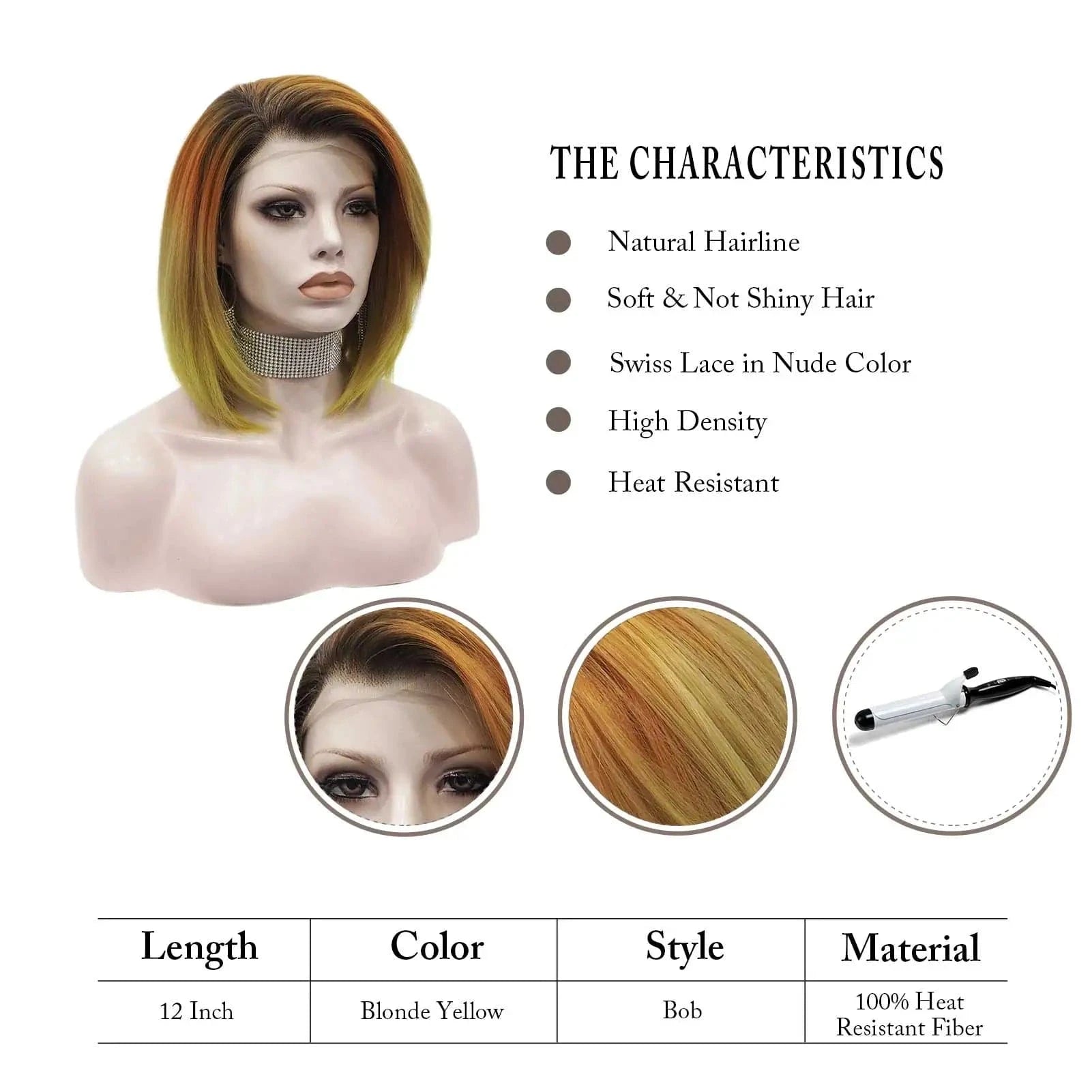 12 Inches / S29-2109-GL Celebrity Wig  Short Bob Cut New Designed ombre natural color Daily life Wearing futura Henlon fiber Synthetic Lace front Wigs