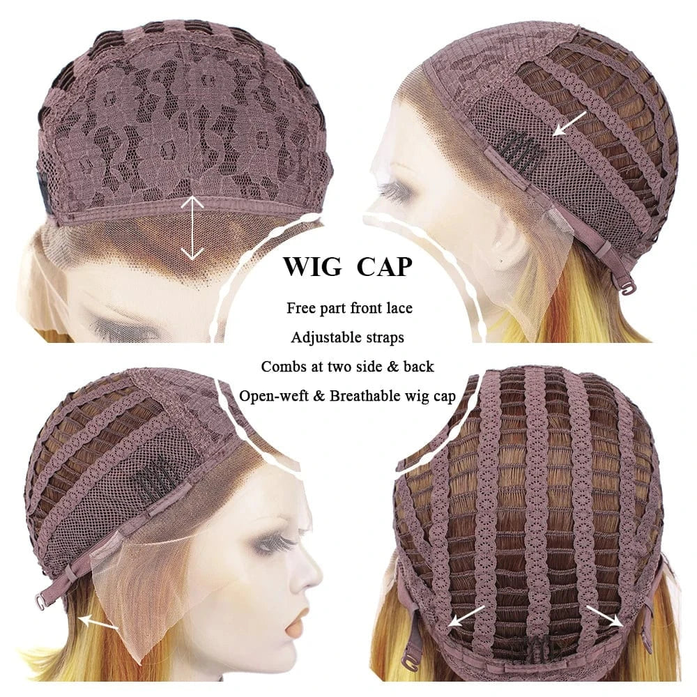 12 Inches / S29-2109-GL Celebrity Wig  Short Bob Cut New Designed ombre natural color Daily life Wearing futura Henlon fiber Synthetic Lace front Wigs