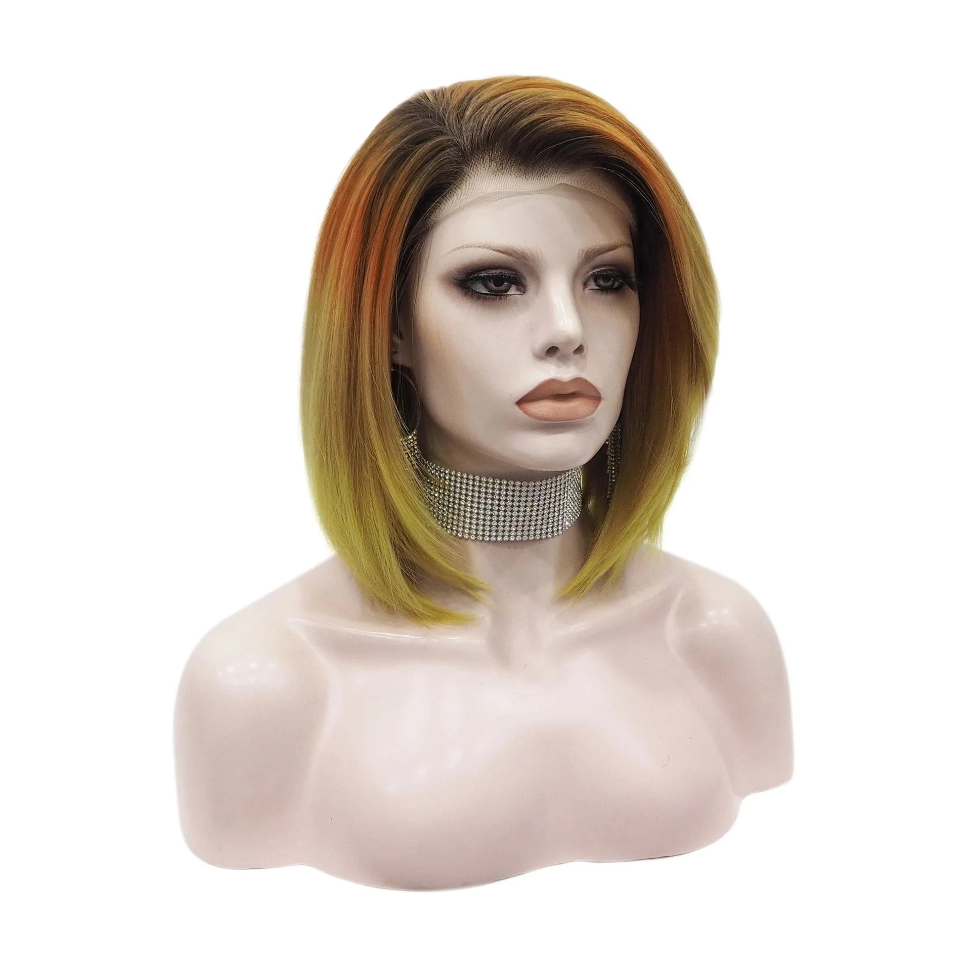 12 Inches / S29-2109-GL Celebrity Wig  Short Bob Cut New Designed ombre natural color Daily life Wearing futura Henlon fiber Synthetic Lace front Wigs