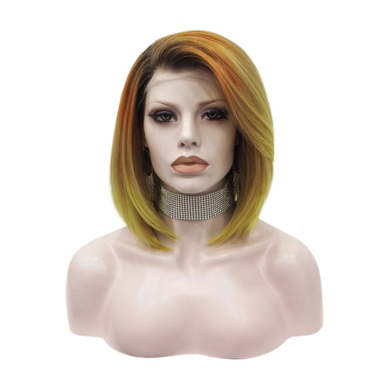 12 Inches / S29-2109-GL Celebrity Wig  Short Bob Cut New Designed ombre natural color Daily life Wearing futura Henlon fiber Synthetic Lace front Wigs