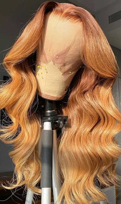 12 Inches / Type 3 New Arrival Wine Red Brown Color Body Wave Wig Peruvian Human Hair Transparent Lace Front Wigs With Fringe