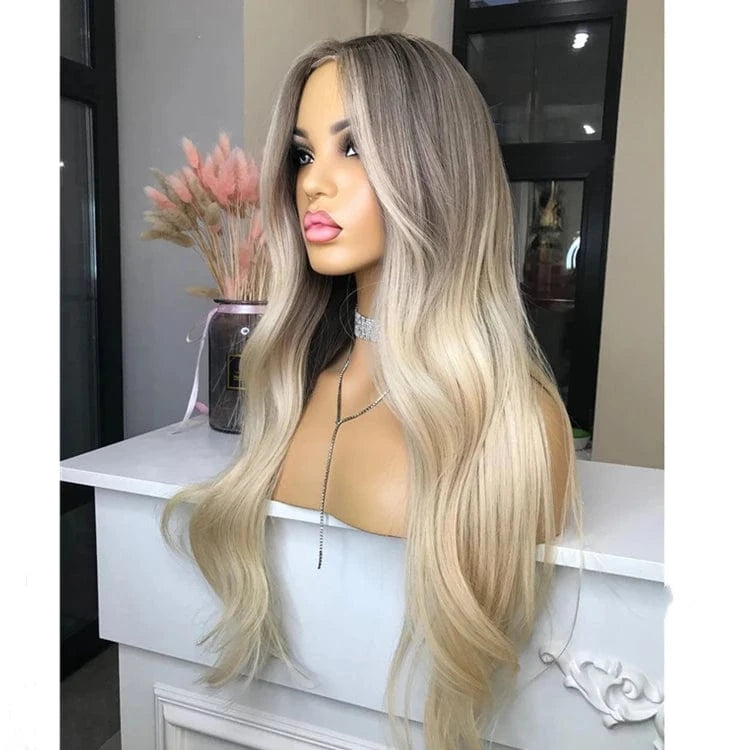 12 Inches / Wig 10 Long 55 60 65 cm 150% Density Clip In Ash Blonde Highlight Color Straight Kosher Raw Cuticle Aligned Human Hair Lace Front Wigs