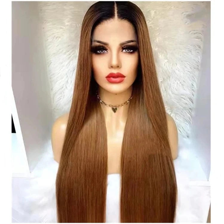 12 Inches / Wig 6 Qingdao Wig Small Knots 150% Density Reddish Brown Color Virgin Remy Cuticle Aligned Human Hair Lace Front Wigs