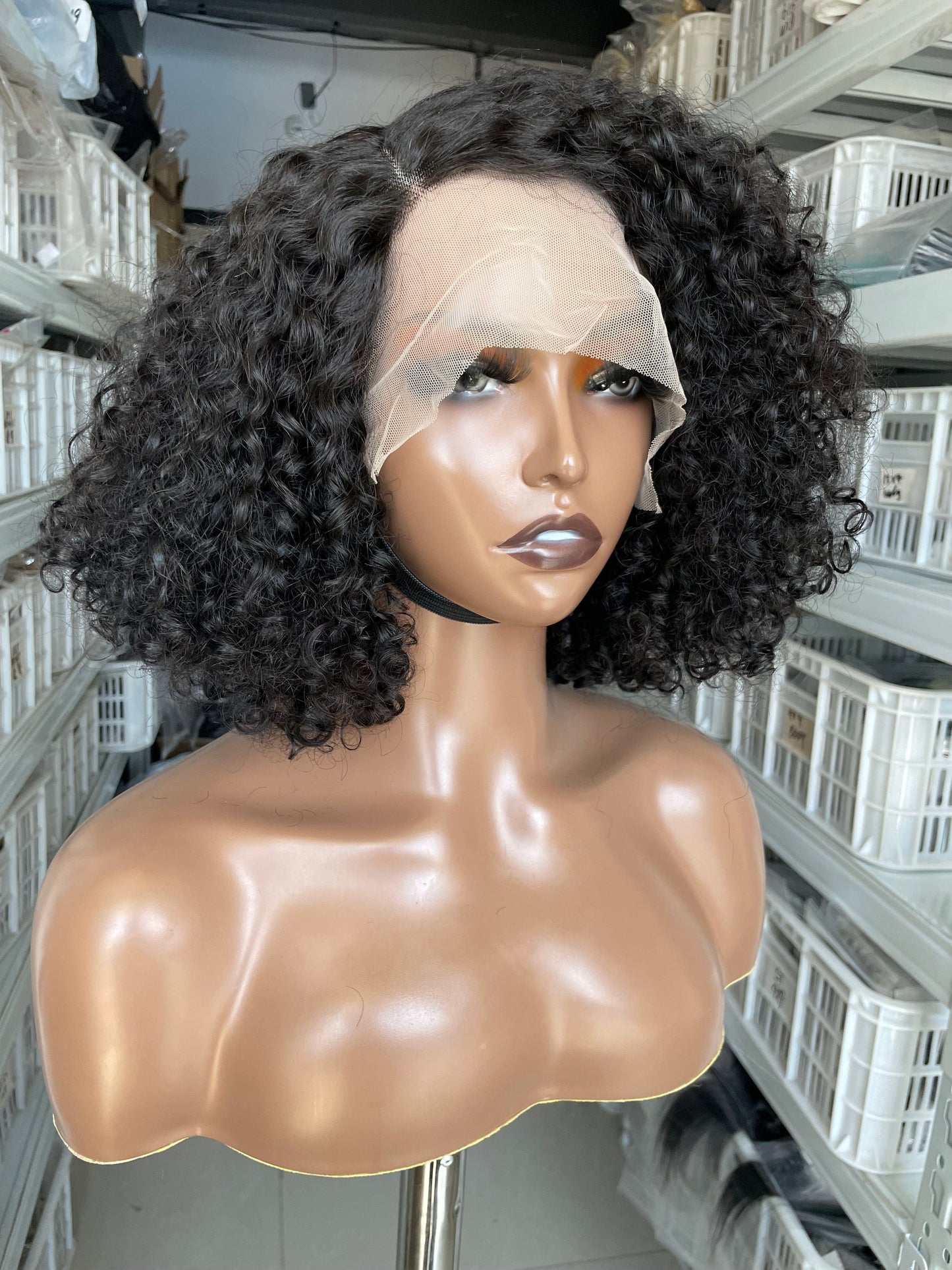 12 Inches / XY-21042A Mayqueen Wholesale Human Hair Super Double Drawn Bob Straight With Bang  Natural Ombre Color Closure Lace Frontal Wigs For Black