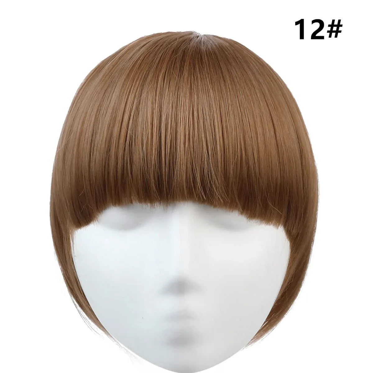 12# Wholesale 8 Inch Short Natural Hairpieces Synthetic Hair Bangs Fringe Straight Thick Neat Blun Front Clip In Bangs Extension
