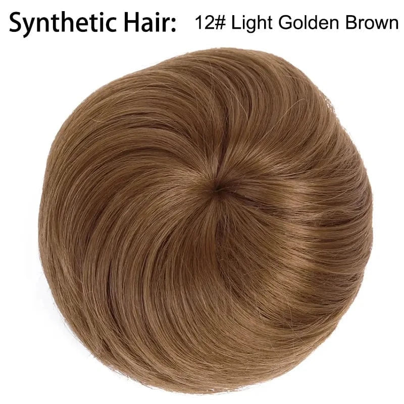 12# Wholesale Faux Fake Easy Drawstring Postisch Pour Synthetic Comb Clip on Hair Donut Buns Chignon for Hair Piece White Women