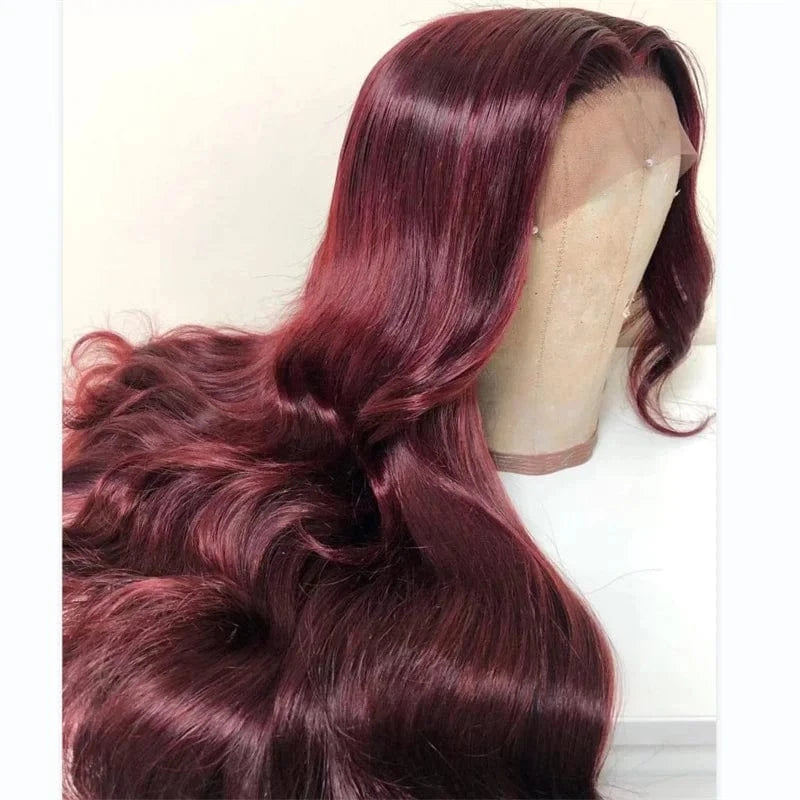 12A Burgundy Red Body Wave 360 Lace Front Wigs Pre Plucked Brazilian Top Quality Transparent HD Lace Frontal Human Hair Wigs