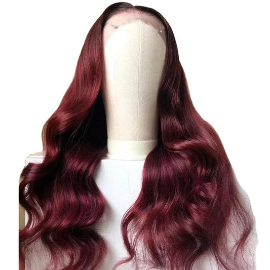 12A Burgundy Red Body Wave 360 Lace Front Wigs Pre Plucked Brazilian Top Quality Transparent HD Lace Frontal Human Hair Wigs