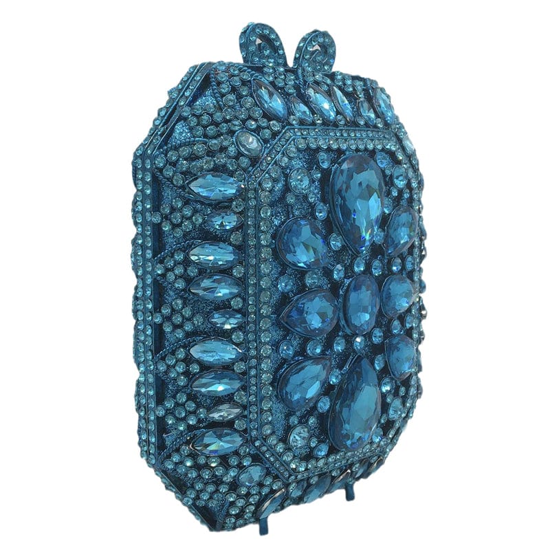 12X7X15CM / Blue Women Crystal Evening Dress Dinner Bags Wedding Party Beaded Rhinestone Handbags Bridal Diamond Purses Cute Mini Box Clutch