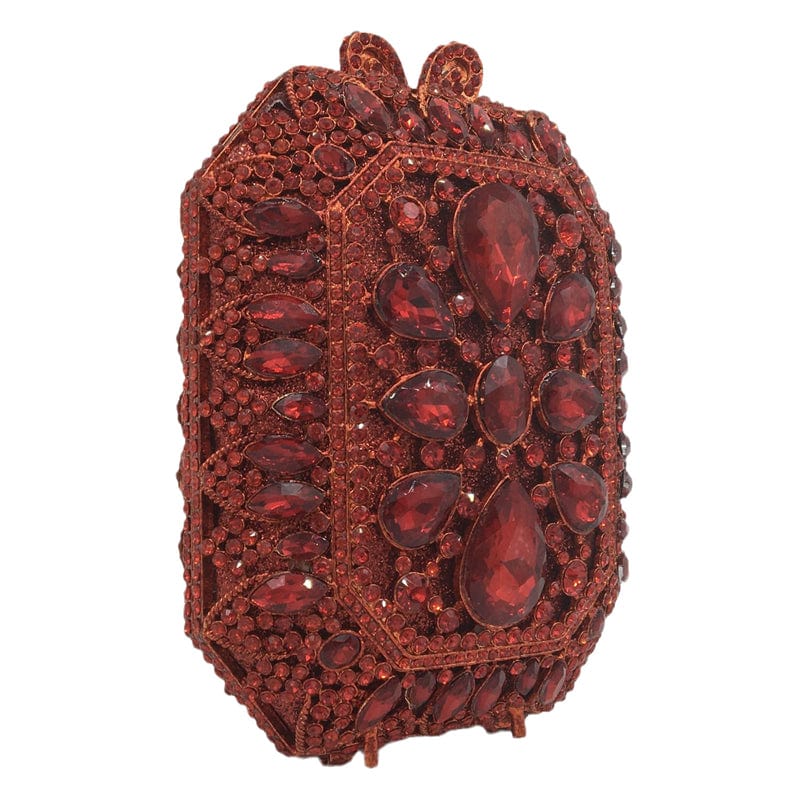 12X7X15CM / Red Women Crystal Evening Dress Dinner Bags Wedding Party Beaded Rhinestone Handbags Bridal Diamond Purses Cute Mini Box Clutch