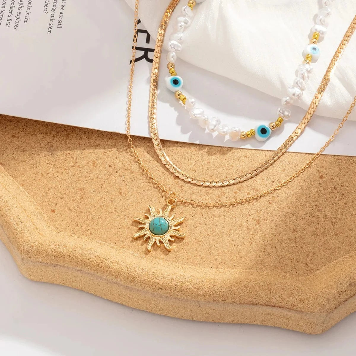 13+19 inches / 1 necklaces charm gold  jewelry sets quality natural turquoise alloy jewelry for women
