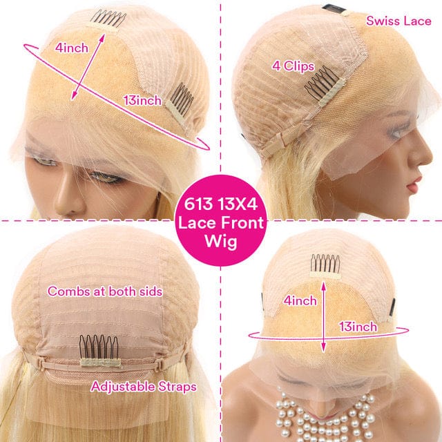 13x4 Lace Front Wigs Virgin Hair Short Coloured Bob Wig Blonde 613 Colors Raw Indian Human Hair Wig Pre Plucked with Baby Hair
